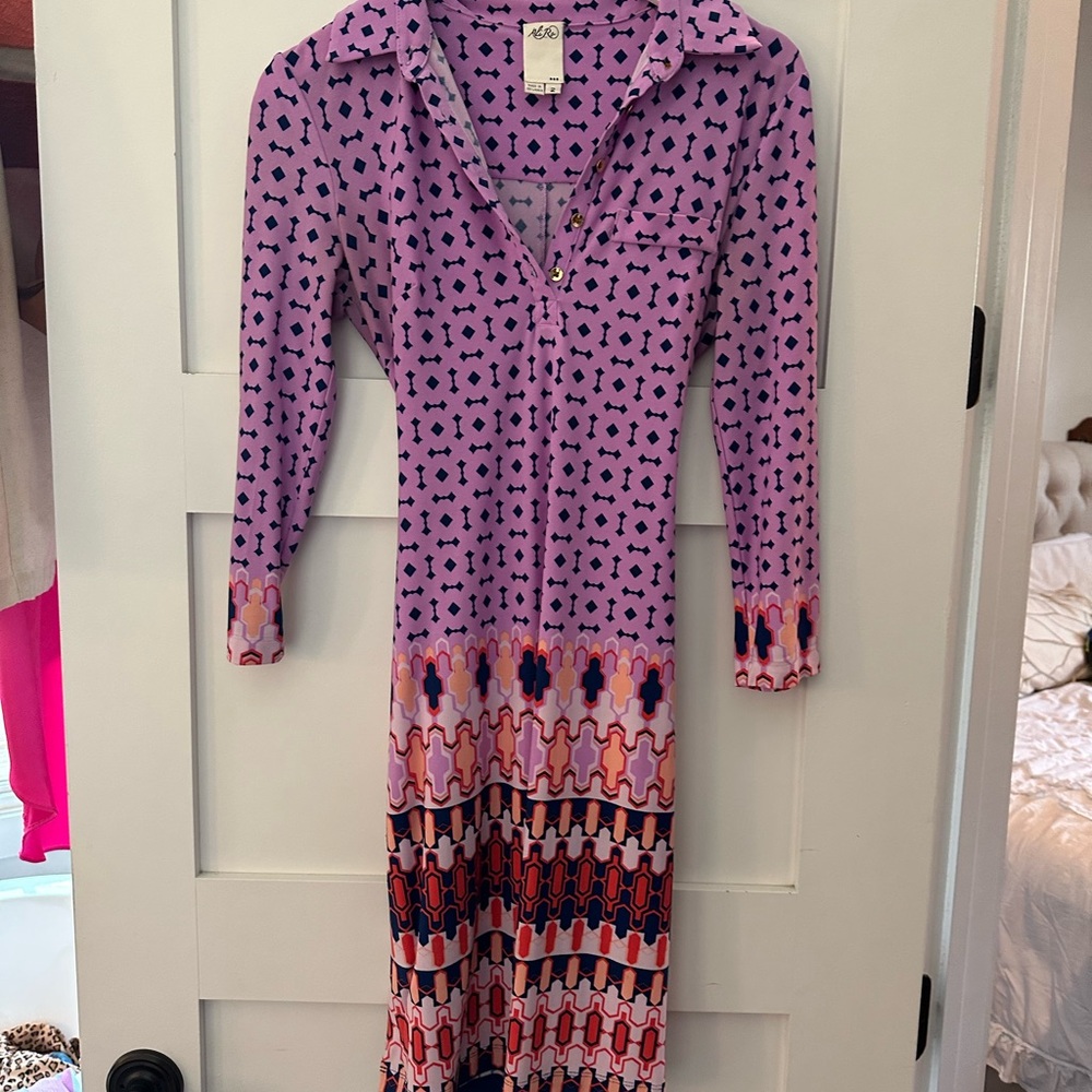 Vintage Pink and Purple Patterned Dress